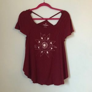 American Eagle Maroon T- Shirt